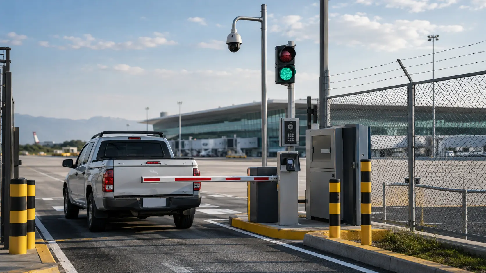 Punto de control vehicular aeroportuario no identificable